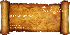 Klenk Éva névjegykártya